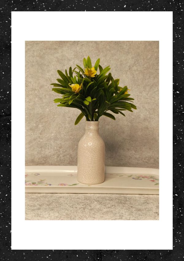 Glazed ceramic vase with a crackled texture